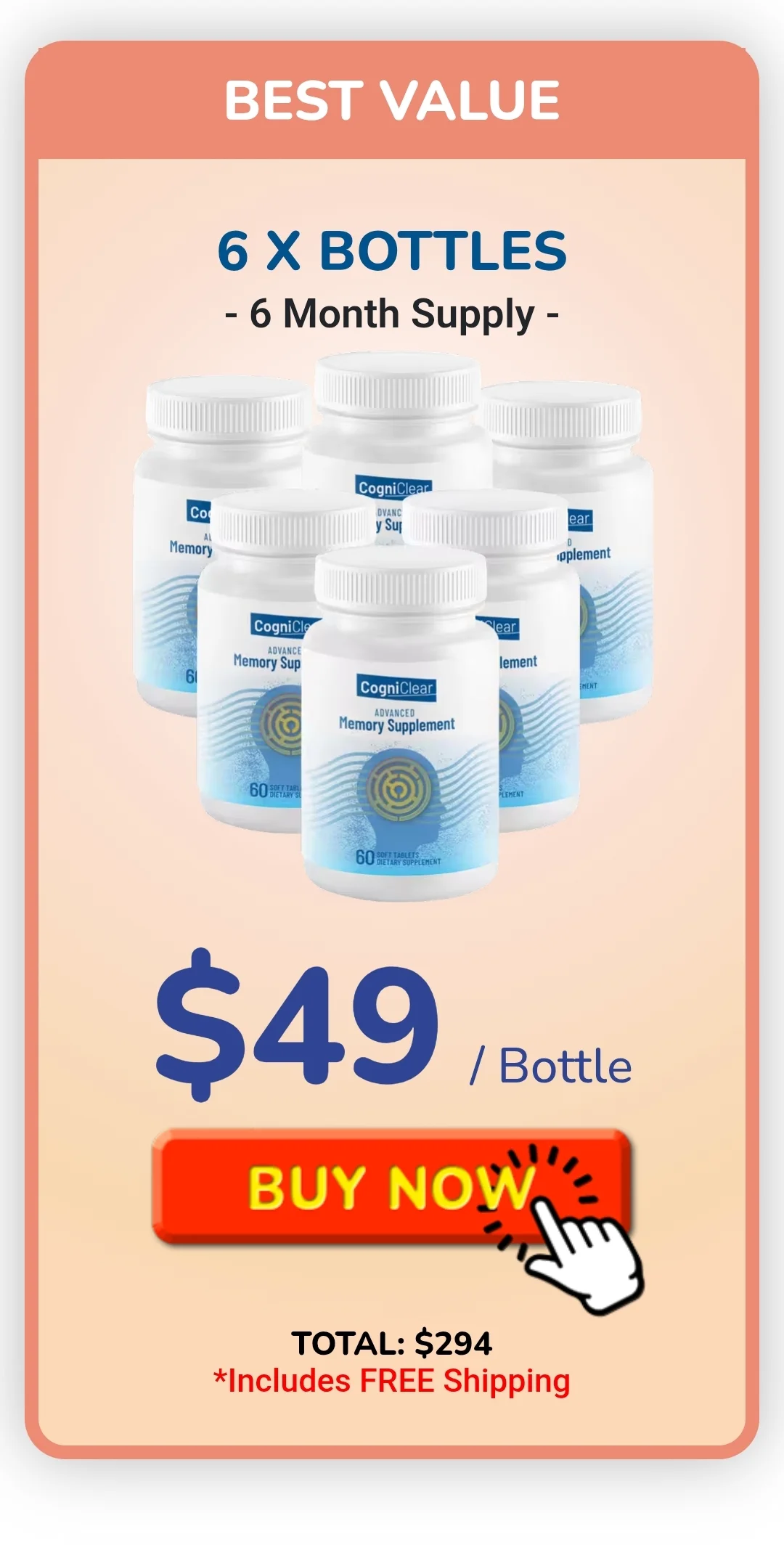 Cogniclear™ 6 bottles pricing
